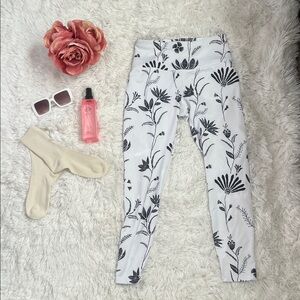 Floral Black and White Leggings